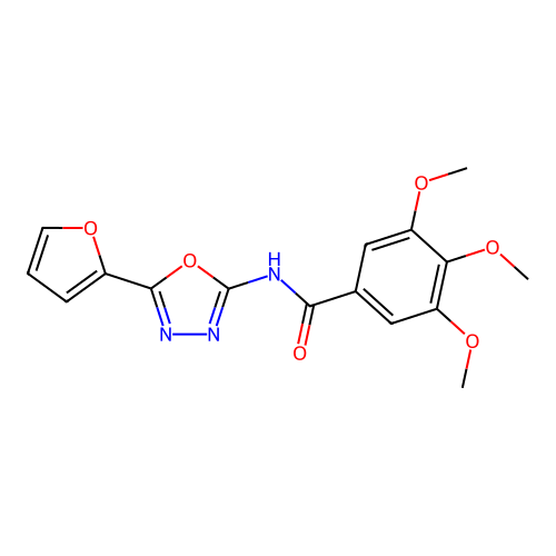 N-[5-(furan-2-yl)-1,3,4-oxadiazol-2-yl]-3,4,5-trimethoxybenzamide structure
