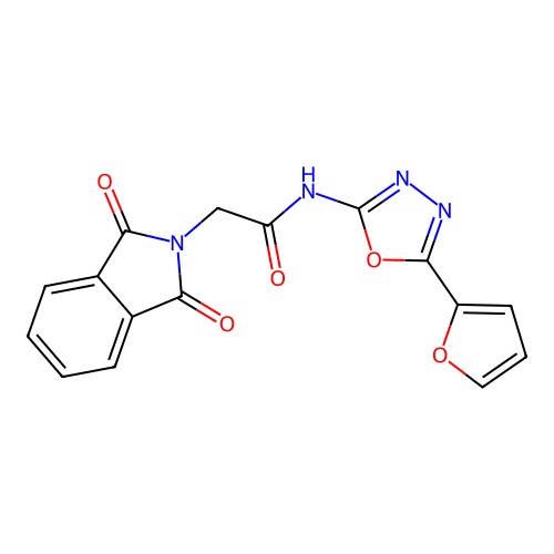 2-(1,3-dioxoisoindol-2-yl)-N-[5-(furan-2-yl)-1,3,4-oxadiazol-2-yl]acetamide structure