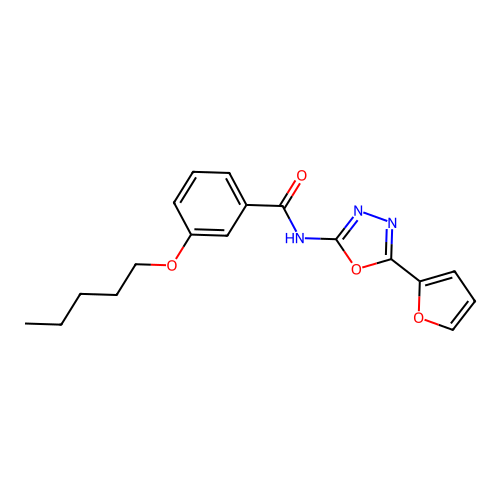 N-[5-(furan-2-yl)-1,3,4-oxadiazol-2-yl]-3-pentoxybenzamide structure