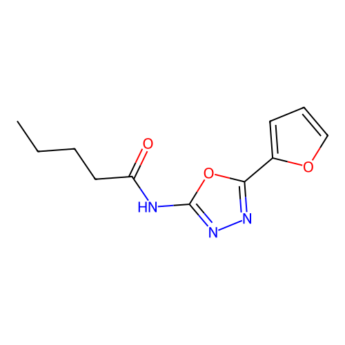 N-[5-(furan-2-yl)-1,3,4-oxadiazol-2-yl]pentanamide structure