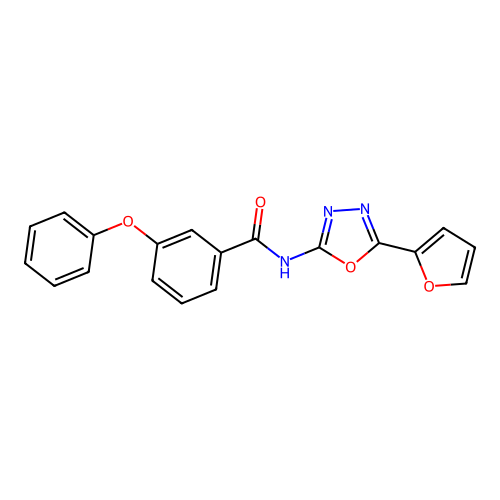 N-[5-(furan-2-yl)-1,3,4-oxadiazol-2-yl]-3-phenoxybenzamide structure