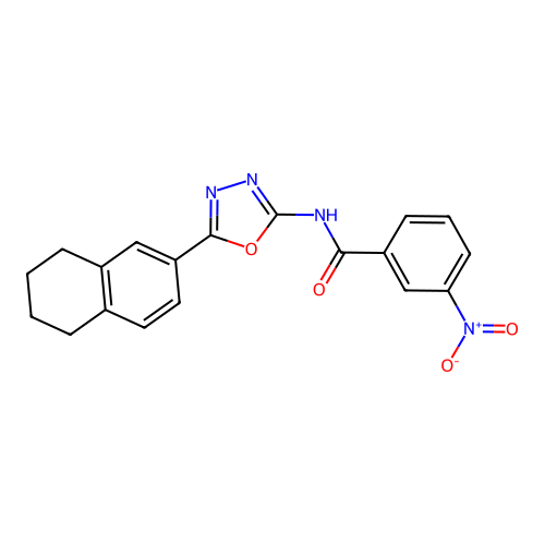 3-nitro-N-[5-(5,6,7,8-tetrahydronaphthalen-2-yl)-1,3,4-oxadiazol-2-yl]benzamide structure