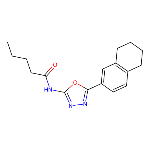 N-[5-(5,6,7,8-tetrahydronaphthalen-2-yl)-1,3,4-oxadiazol-2-yl]pentanamide structure