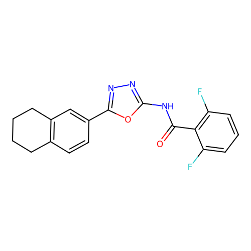 2,6-difluoro-N-[5-(5,6,7,8-tetrahydronaphthalen-2-yl)-1,3,4-oxadiazol-2-yl]benzamide structure