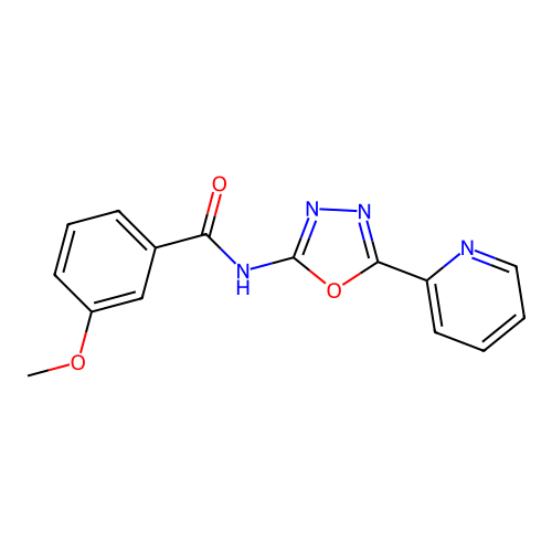 3-methoxy-N-(5-(pyridin-2-yl)-1,3,4-oxadiazol-2-yl)benzamide structure