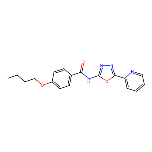4-butoxy-N-(5-(pyridin-2-yl)-1,3,4-oxadiazol-2-yl)benzamide structure