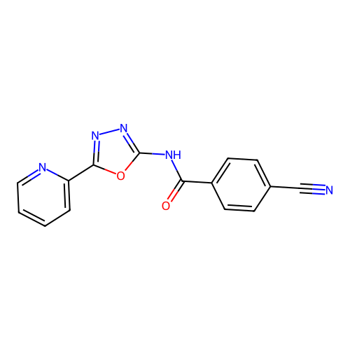 4-cyano-N-(5-(pyridin-2-yl)-1,3,4-oxadiazol-2-yl)benzamide structure