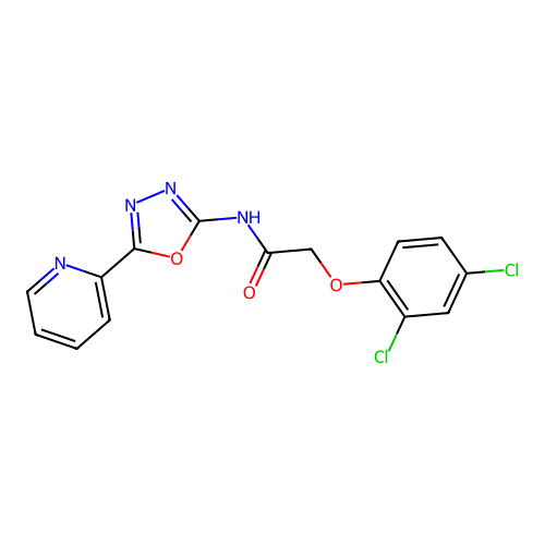 2-(2,4-dichlorophenoxy)-N-(5-(pyridin-2-yl)-1,3,4-oxadiazol-2-yl)acetamide structure
