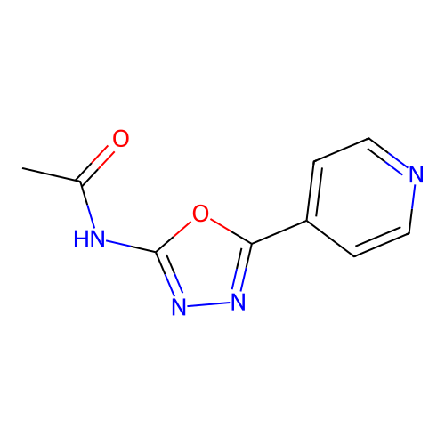 N-(5-(pyridin-4-yl)-1,3,4-oxadiazol-2-yl)acetamide structure