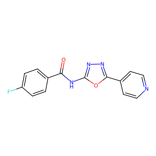 4-fluoro-N-(5-pyridin-4-yl-1,3,4-oxadiazol-2-yl)benzamide structure
