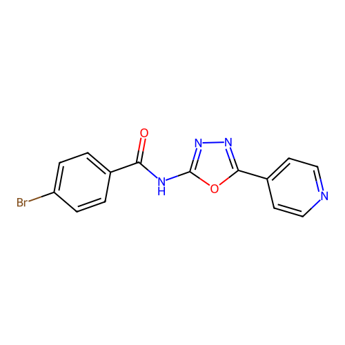4-bromo-N-(5-(pyridin-4-yl)-1,3,4-oxadiazol-2-yl)benzamide structure