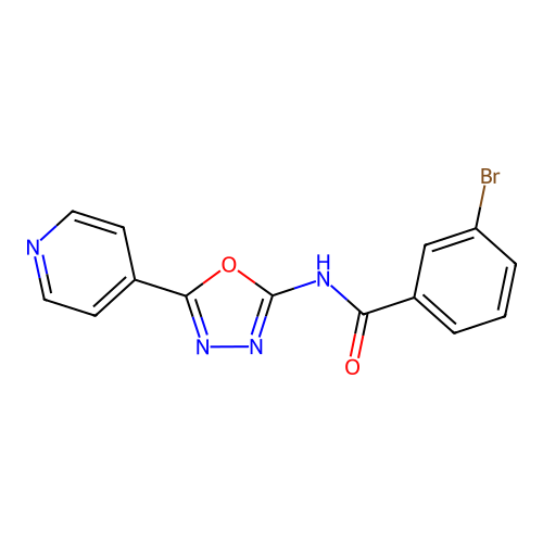 3-bromo-N-(5-pyridin-4-yl-1,3,4-oxadiazol-2-yl)benzamide structure