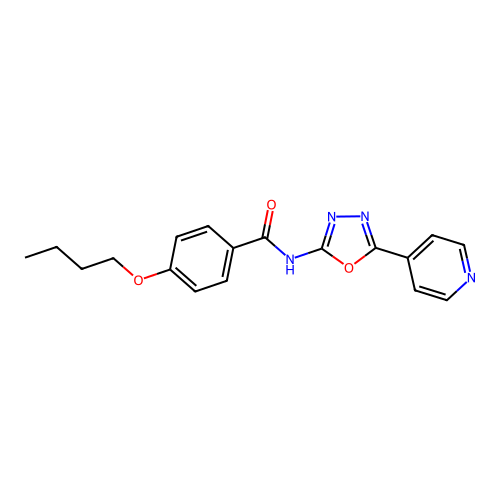 4-butoxy-N-(5-(pyridin-4-yl)-1,3,4-oxadiazol-2-yl)benzamide structure