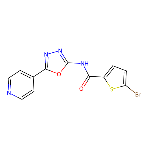 5-bromo-N-(5-pyridin-4-yl-1,3,4-oxadiazol-2-yl)-2-thiophenecarboxamide structure