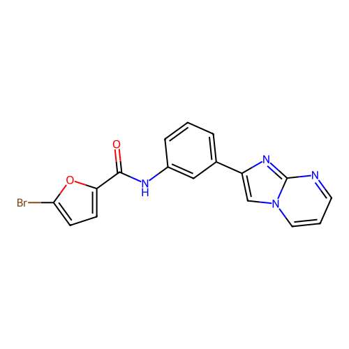 5-bromo-N-(3-imidazo[1,2-a]pyrimidin-2-ylphenyl)-2-furamide structure