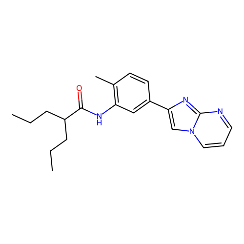 N-(5-{imidazo[1,2-a]pyrimidin-2-yl}-2-methylphenyl)-2-propylpentanamide structure