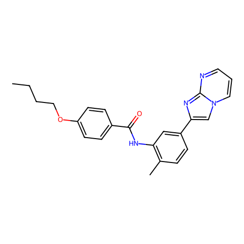 4-butoxy-N-(5-{imidazo[1,2-a]pyrimidin-2-yl}-2-methylphenyl)benzamide structure