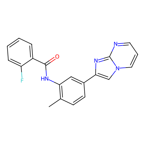 2-fluoro-N-(5-imidazo[1,2-a]pyrimidin-2-yl-2-methylphenyl)benzamide structure