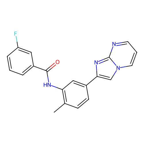 3-fluoro-N-(5-{imidazo[1,2-a]pyrimidin-2-yl}-2-methylphenyl)benzamide structure