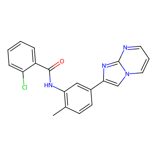 2-chloro-N-(5-imidazo[1,2-a]pyrimidin-2-yl-2-methylphenyl)benzamide structure