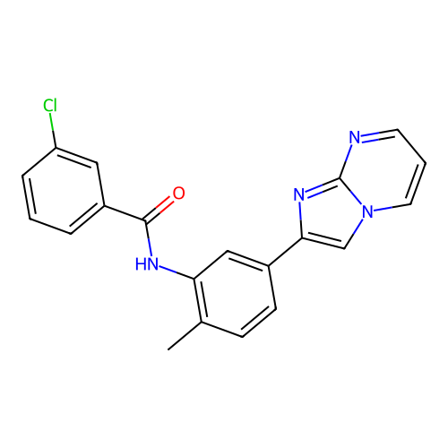 3-chloro-N-(5-{imidazo[1,2-a]pyrimidin-2-yl}-2-methylphenyl)benzamide structure