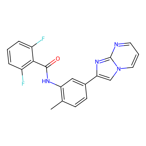 2,6-difluoro-N-(5-imidazo[1,2-a]pyrimidin-2-yl-2-methylphenyl)benzamide structure