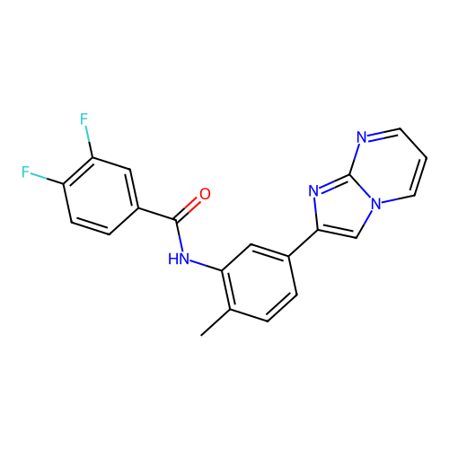 3,4-difluoro-N-(5-{imidazo[1,2-a]pyrimidin-2-yl}-2-methylphenyl)benzamide structure