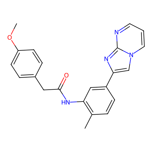 N-(5-(imidazo[1,2-a]pyrimidin-2-yl)-2-methylphenyl)-2-(4-methoxyphenyl)acetamide structure