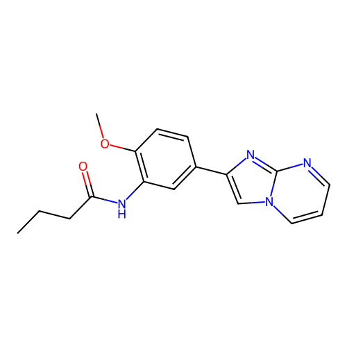 N-(5-imidazo[1,2-a]pyrimidin-2-yl-2-methoxyphenyl)butanamide structure