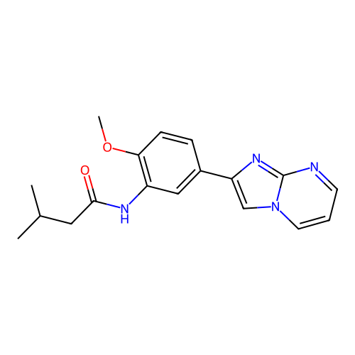 N-(5-imidazo[1,2-a]pyrimidin-2-yl-2-methoxyphenyl)-3-methylbutanamide structure