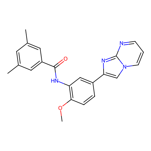 N-(5-imidazo[1,2-a]pyrimidin-2-yl-2-methoxyphenyl)-3,5-dimethylbenzamide structure