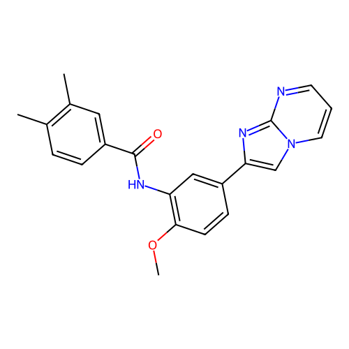 N-(5-imidazo[1,2-a]pyrimidin-2-yl-2-methoxyphenyl)-3,4-dimethylbenzamide structure