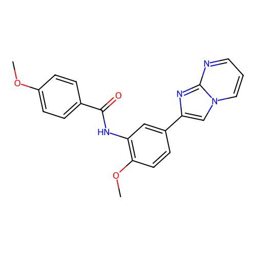N-(5-(imidazo[1,2-a]pyrimidin-2-yl)-2-methoxyphenyl)-4-methoxybenzamide structure