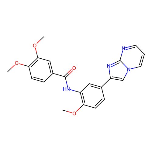 N-(5-{imidazo[1,2-a]pyrimidin-2-yl}-2-methoxyphenyl)-3,4-dimethoxybenzamide structure