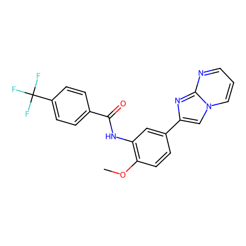 N-(5-imidazo[1,2-a]pyrimidin-2-yl-2-methoxyphenyl)-4-(trifluoromethyl)benzamide structure