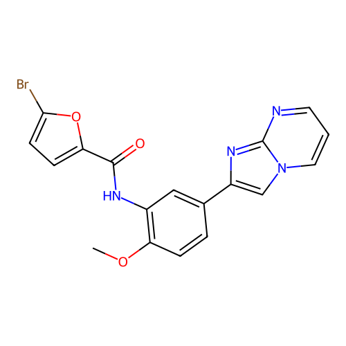 5-bromo-N-(5-imidazo[1,2-a]pyrimidin-2-yl-2-methoxyphenyl)-2-furamide structure
