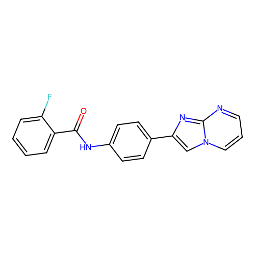 2-fluoro-N-(4-imidazo[1,2-a]pyrimidin-2-ylphenyl)benzamide structure