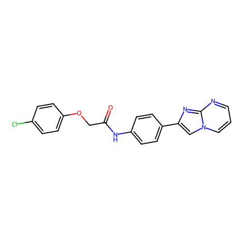 2-(4-chlorophenoxy)-N-(4-(imidazo[1,2-a]pyrimidin-2-yl)phenyl)acetamide structure