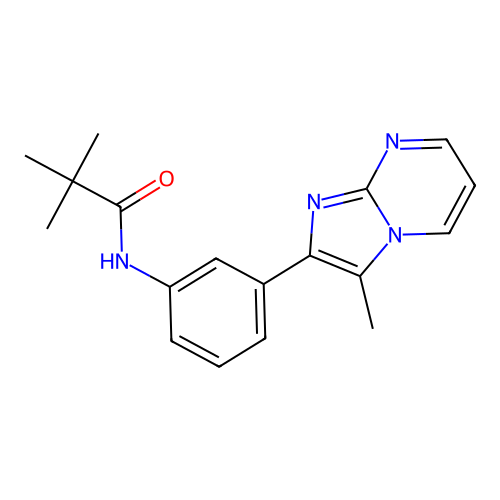 N-(3-(3-methylimidazo[1,2-a]pyrimidin-2-yl)phenyl)pivalamide structure