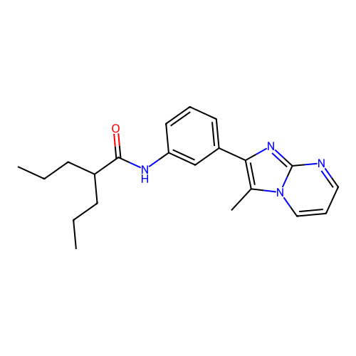 N-(3-(3-methylimidazo[1,2-a]pyrimidin-2-yl)phenyl)-2-propylpentanamide structure