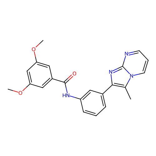 3,5-dimethoxy-N-(3-{3-methylimidazo[1,2-a]pyrimidin-2-yl}phenyl)benzamide structure