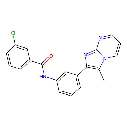 3-chloro-N-(3-{3-methylimidazo[1,2-a]pyrimidin-2-yl}phenyl)benzamide structure