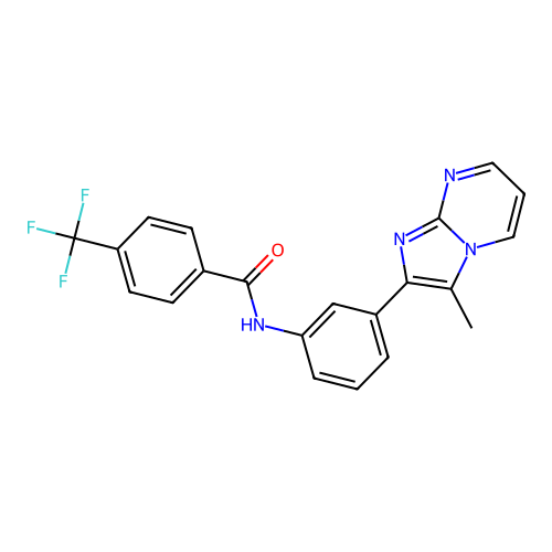 N-(3-{3-methylimidazo[1,2-a]pyrimidin-2-yl}phenyl)-4-(trifluoromethyl)benzamide structure
