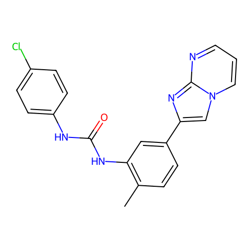 1-(4-Chlorophenyl)-3-(5-{imidazo[1,2-a]pyrimidin-2-yl}-2-methylphenyl)urea structure