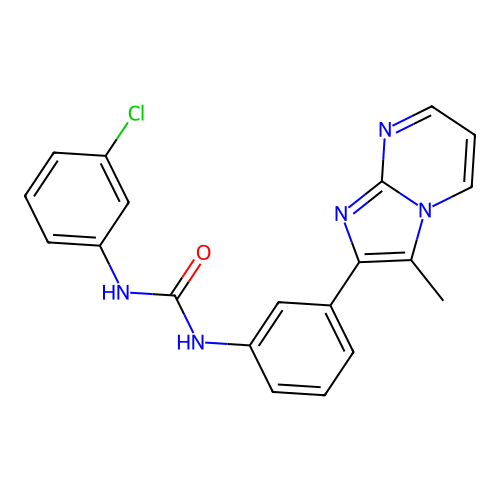 1-(3-Chlorophenyl)-3-(3-{3-methylimidazo[1,2-a]pyrimidin-2-yl}phenyl)urea structure