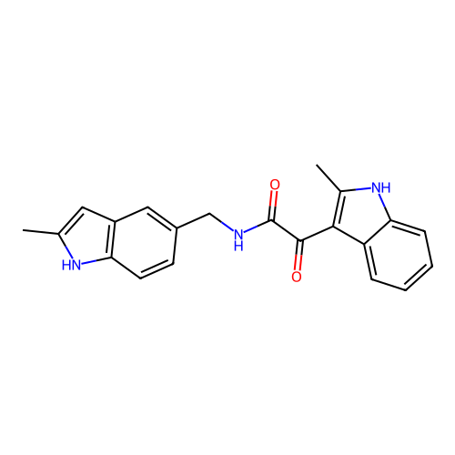 2-(2-methyl-1H-indol-3-yl)-N-[(2-methyl-1H-indol-5-yl)methyl]-2-oxoacetamide structure