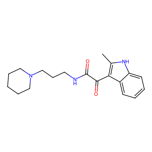 2-(2-methyl-1H-indol-3-yl)-2-oxo-N-(3-piperidin-1-ylpropyl)acetamide structure