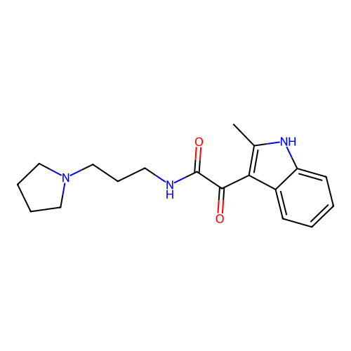 2-(2-methyl-1H-indol-3-yl)-2-oxo-N-(3-pyrrolidin-1-ylpropyl)acetamide structure