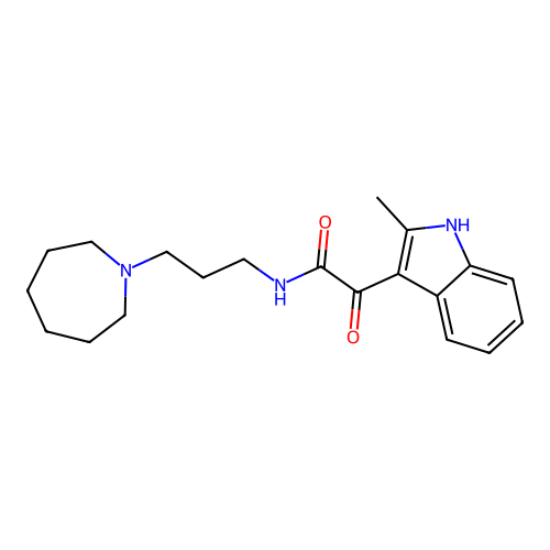 N-[3-(azepan-1-yl)propyl]-2-(2-methyl-1H-indol-3-yl)-2-oxoacetamide structure