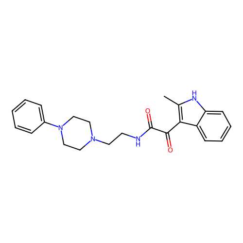 2-(2-methyl-1H-indol-3-yl)-2-oxo-N-[2-(4-phenylpiperazin-1-yl)ethyl]acetamide structure